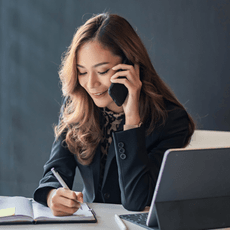Woman making phone call